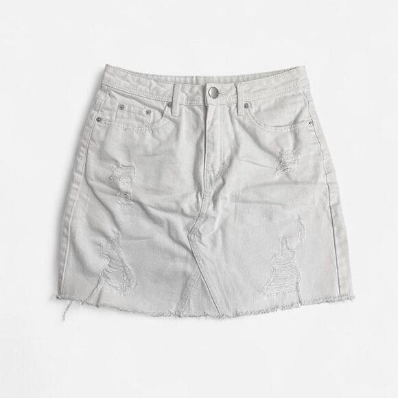 H&M white distressed denim mini skirt - Picture 1 of 3